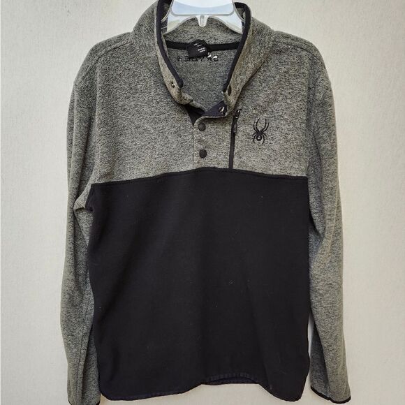 Spyder men's winter fleece 3 snap pullover sweatshirt sweater Med - Picture 2 of 9